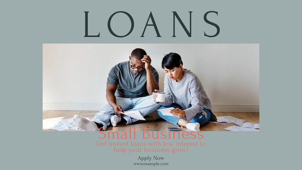 Small business loans Facebook cover template, editable design