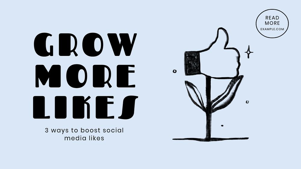 Grow more likes blog banner template, editable text & design