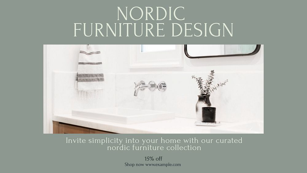 Nordic furniture shop Facebook cover template, editable design