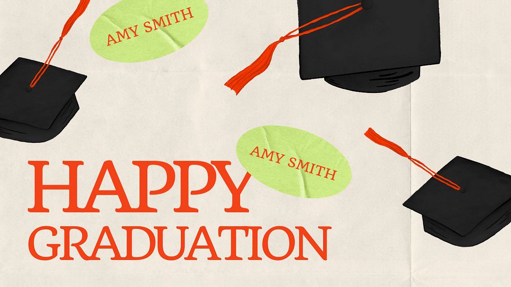 Graduation celebration blog banner template, editable education digital painting remix