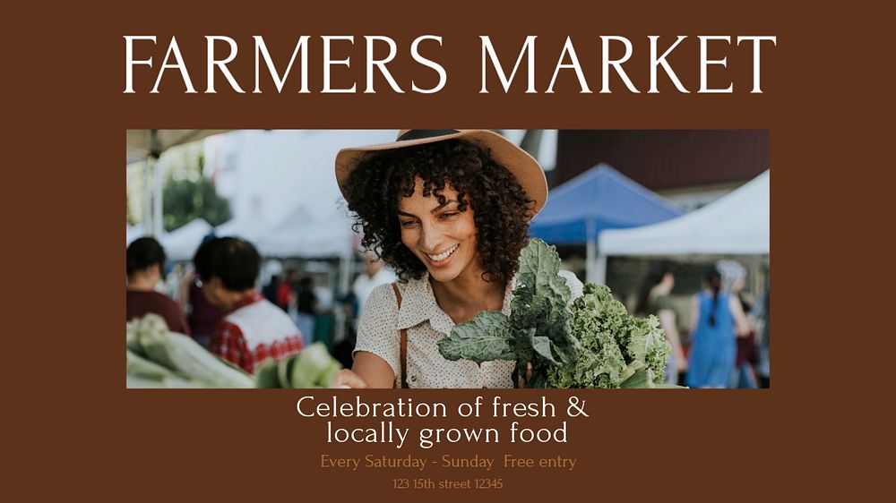 Farmers market Facebook cover template, editable design