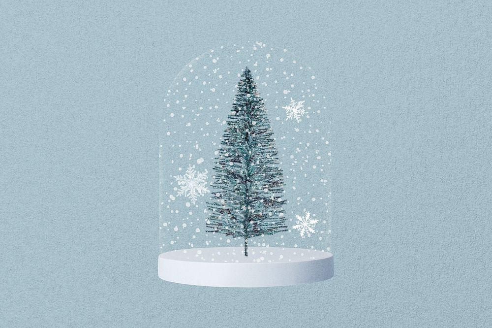 Editable Christmas tree snow globe, Winter collage element design