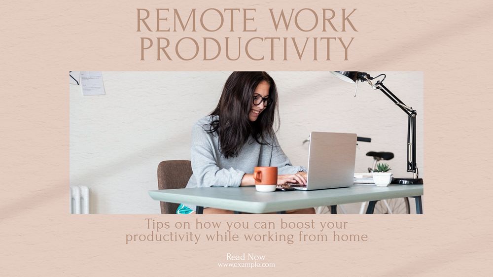 Remote work productivity Facebook cover template, editable design