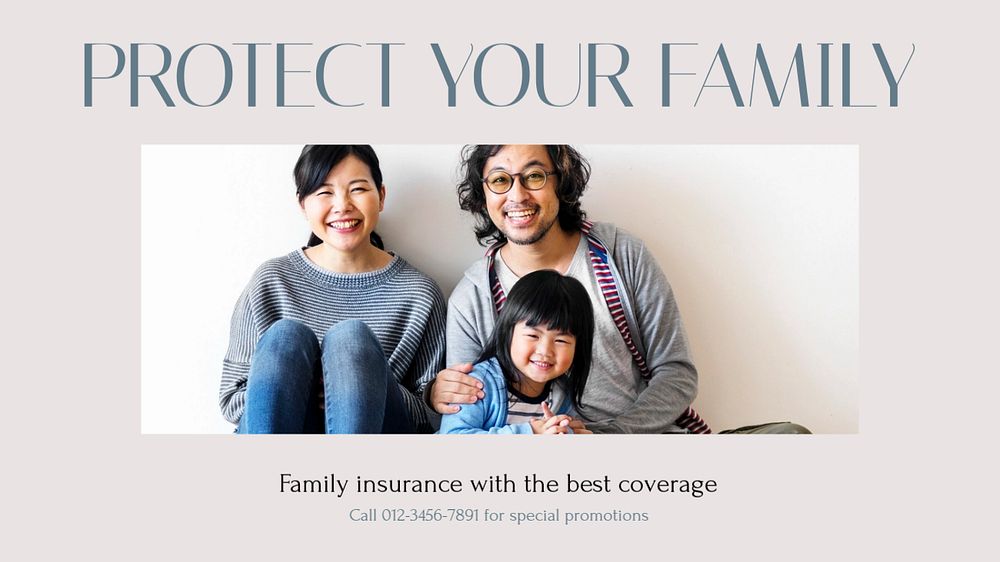 Family insurance Facebook cover template, editable design