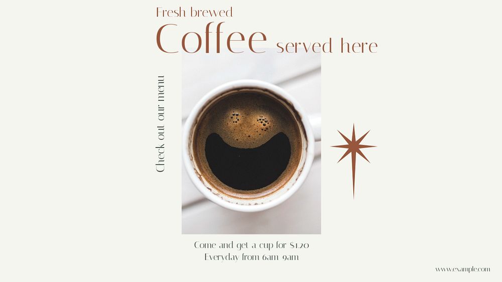 Fresh coffee Facebook cover template, Free Editable Template rawpixel