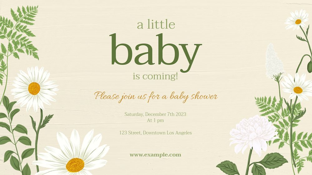 Baby shower blog banner template, editable digital painting remix