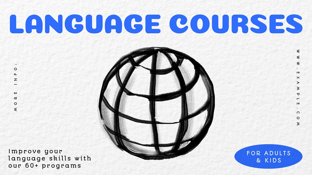 Language courses blog banner template, editable text & design