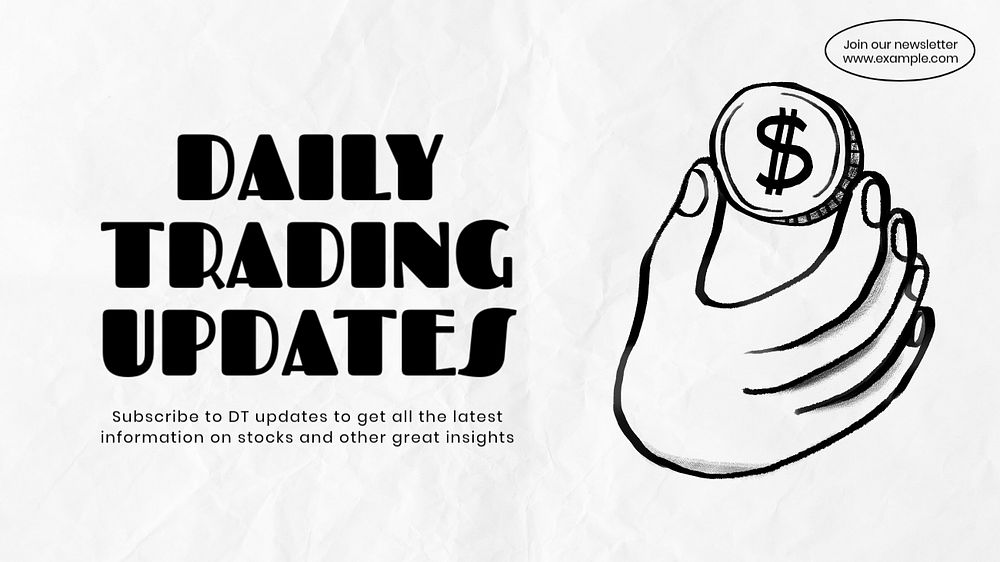 Daily trading updates blog banner template, editable text & design