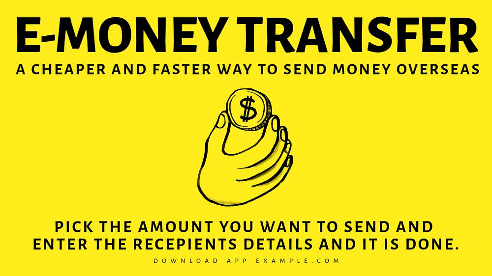 E-money transfer blog banner template, editable text & design