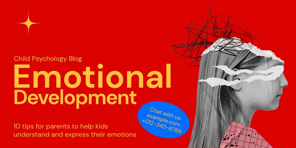 Child psychology Twitter ad template, editable text & design