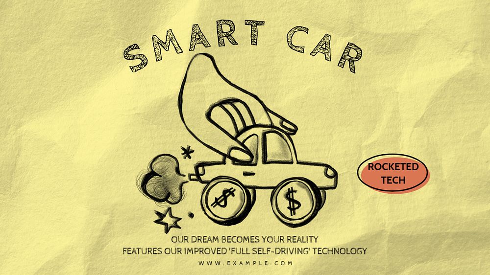 Smart car blog banner template, editable text & design