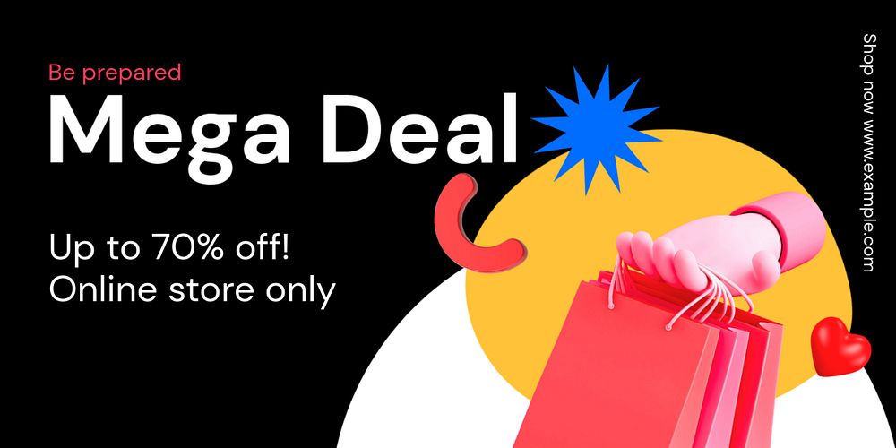 Mega deal Twitter ad template, editable text & design