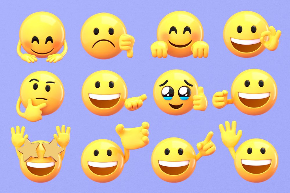 Emoticon 3D emoji sticker set 