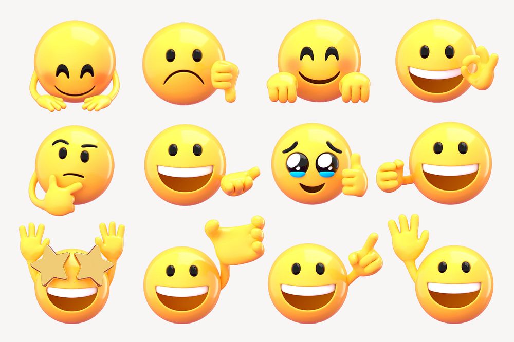 Emoticon 3D emoji collage element set 