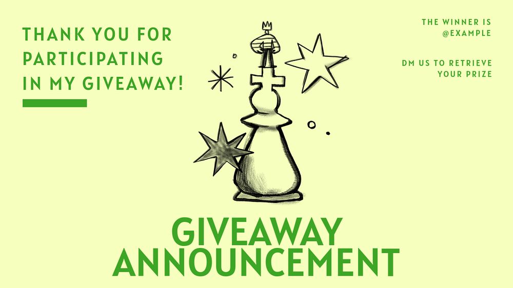 Giveaway announcement blog banner template, editable text & design