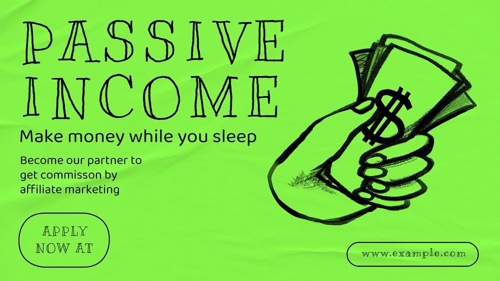 Passive income blog banner template, editable text & design