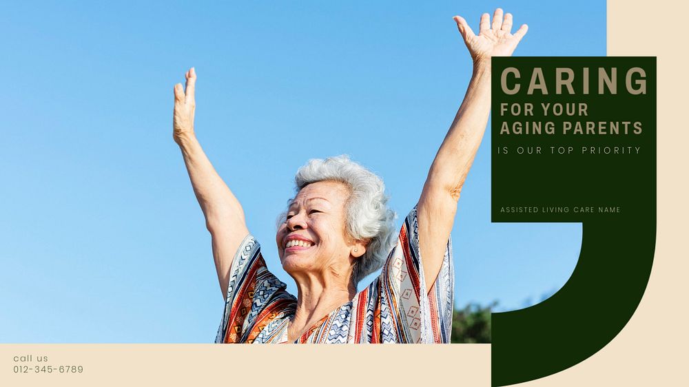 Retirement home blog banner template, editable text & design