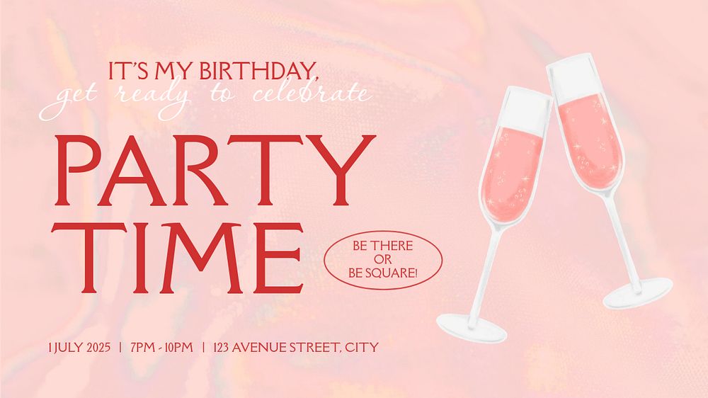 Party time blog banner template, editable digital painting remix