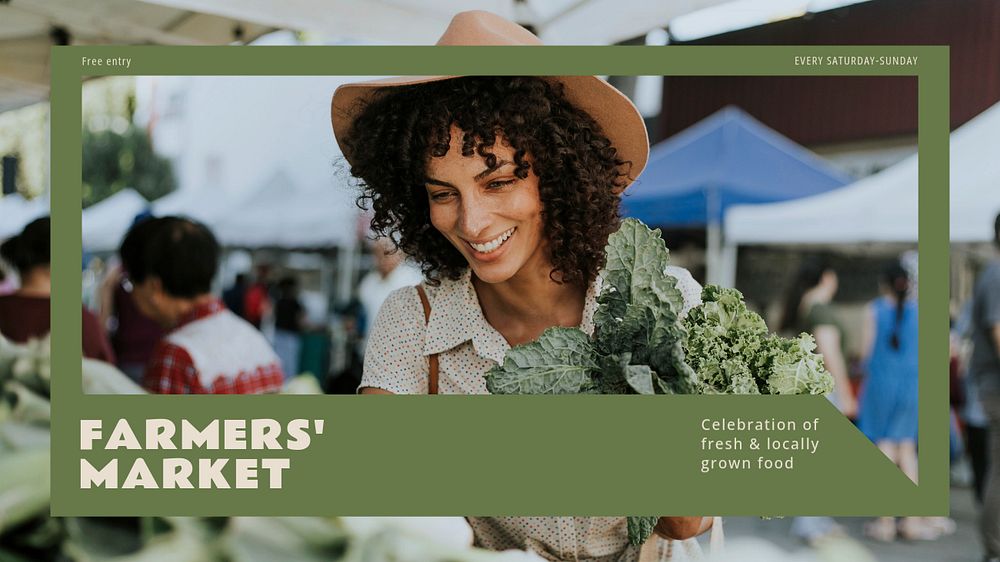 Farmer's market blog banner template, editable text & design