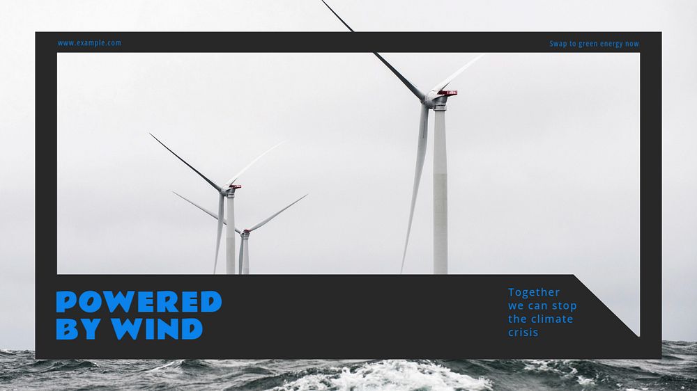 Wind power blog banner template, editable text & design