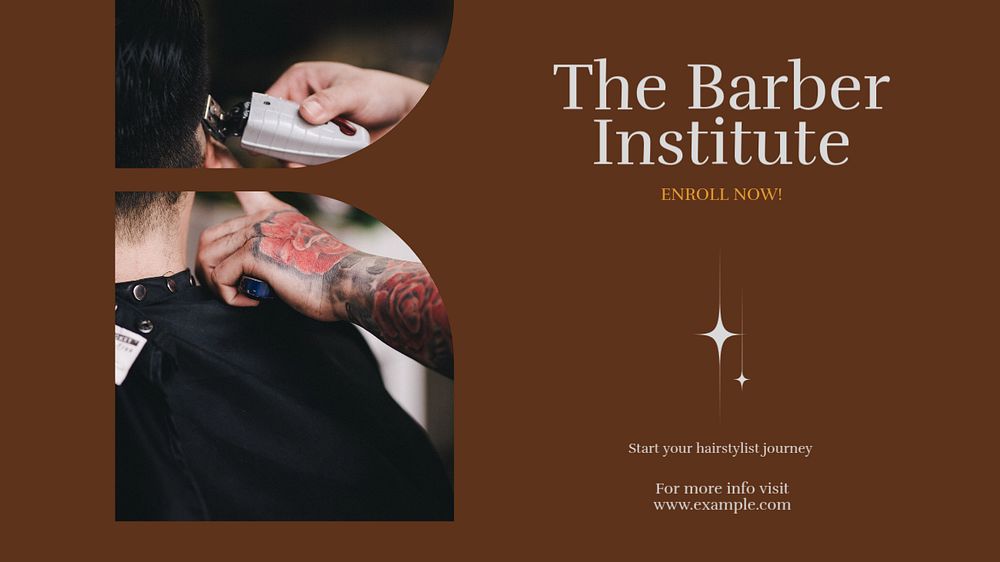 Barber institute Facebook cover template, editable design