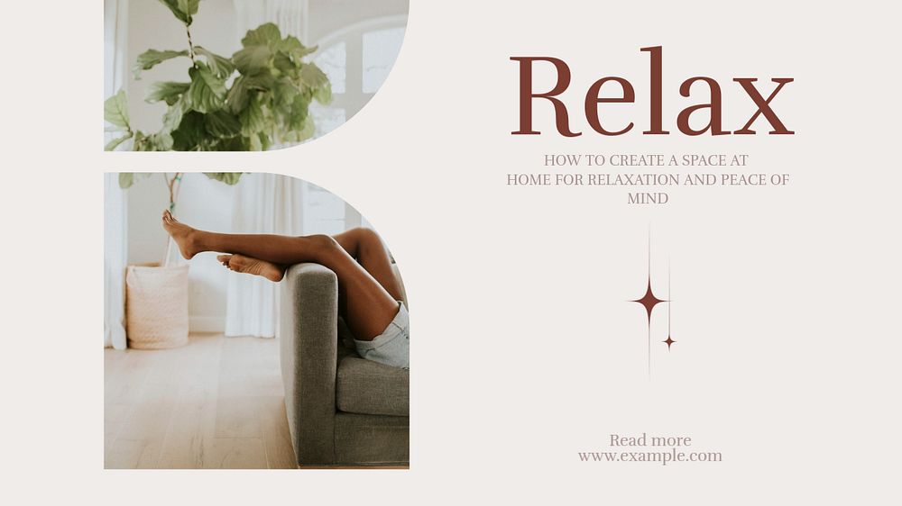 Relax at home Facebook cover template, editable design