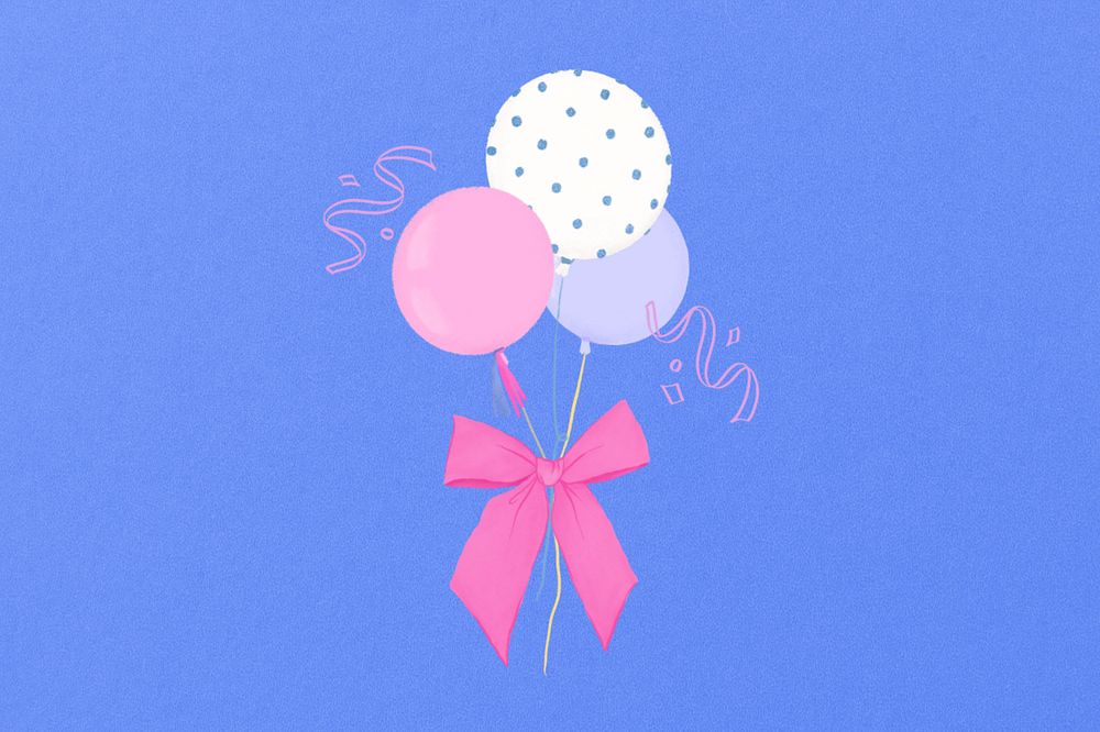 Baby shower balloons background, editable digital painting remix