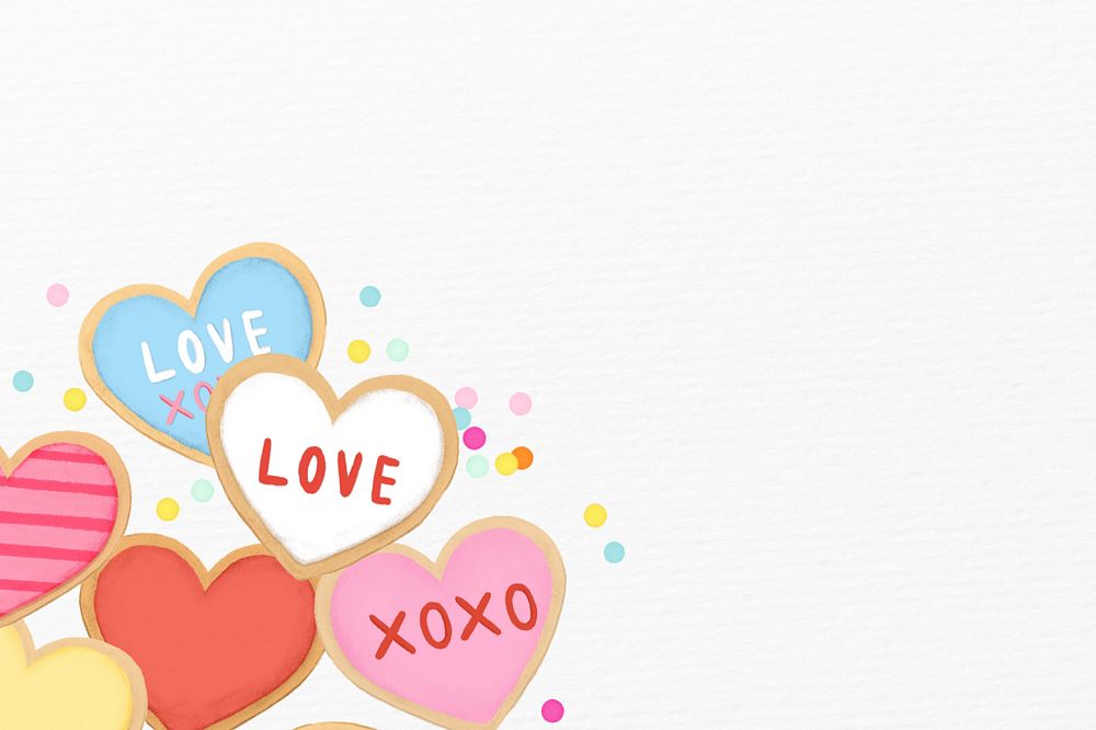 Cute Valentine's white background, editable digital painting remix