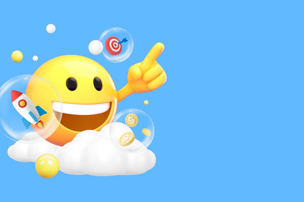 Startup business emoticon background, 3D emoji editable design