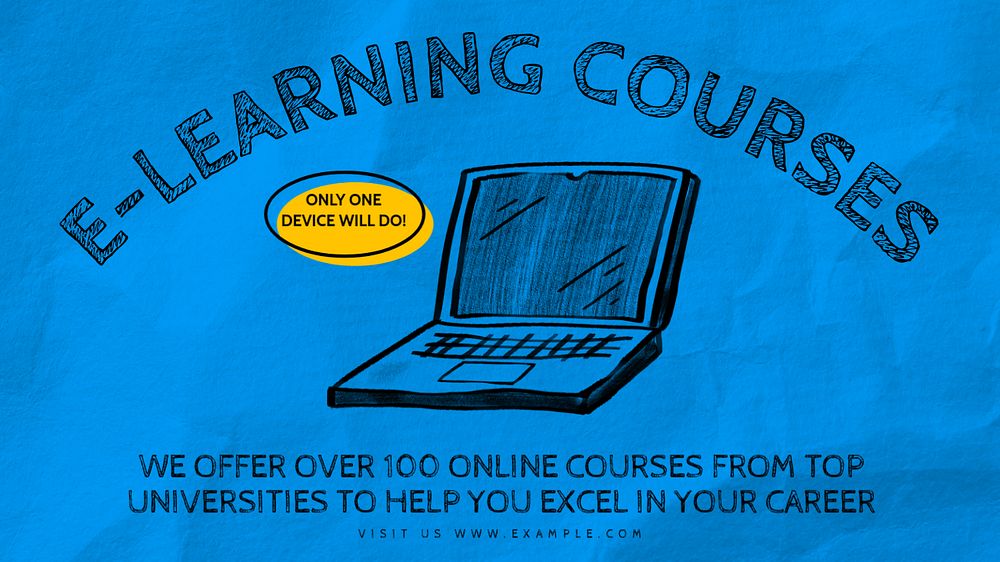 E-learning courses blog banner template, editable text & design