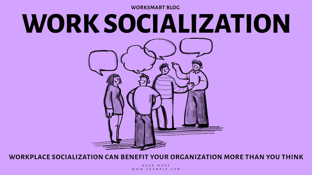 Work socialization blog banner template, editable text & design