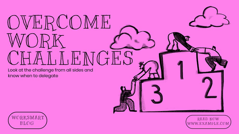 Work challenges blog banner template, editable text & design