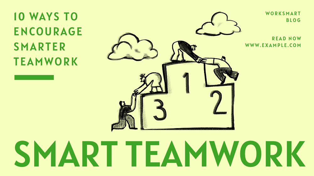 Smart teamwork blog banner template, editable text & design