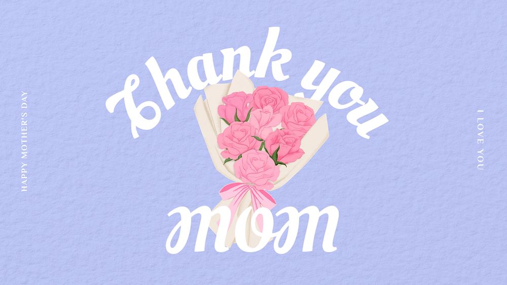 Thank you mom banner template, editable digital painting remix