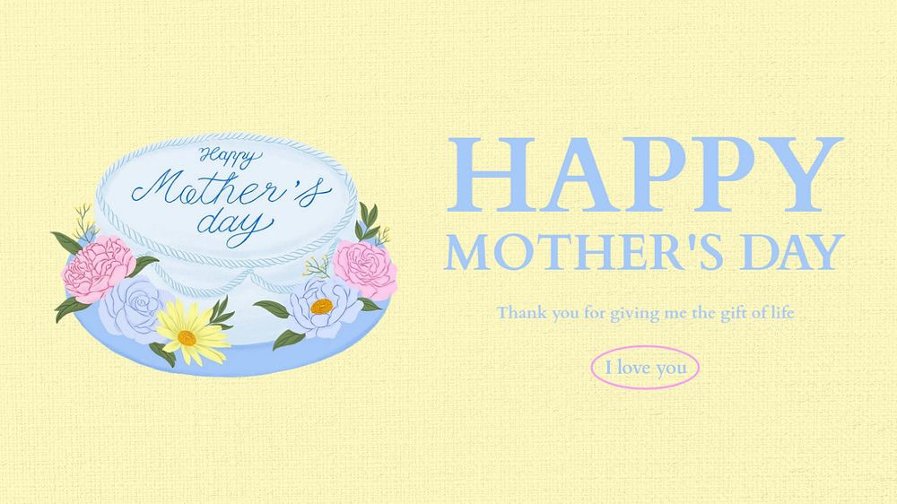 Happy Mother's day banner template, editable digital painting remix