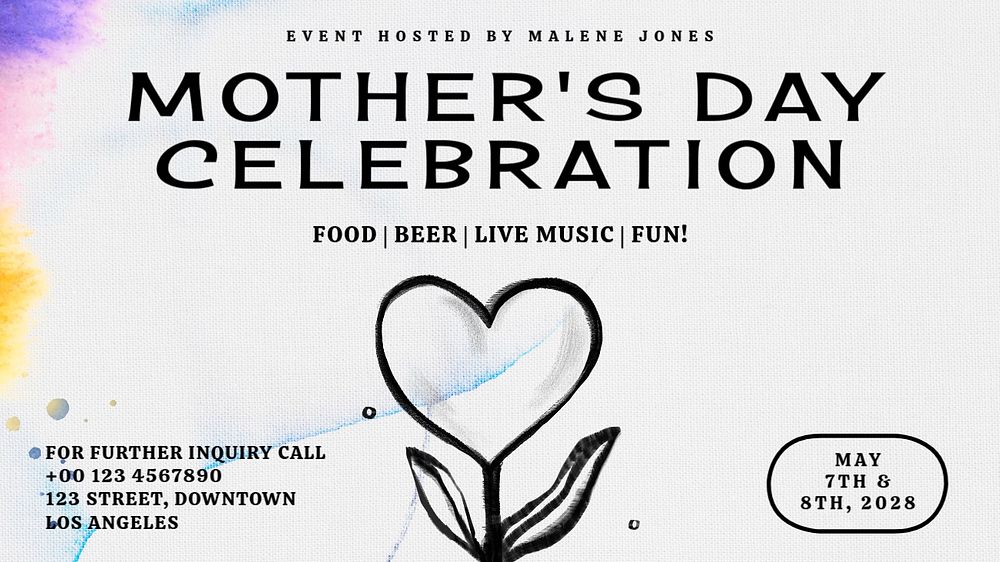 Mother's day event blog banner template, editable text & design