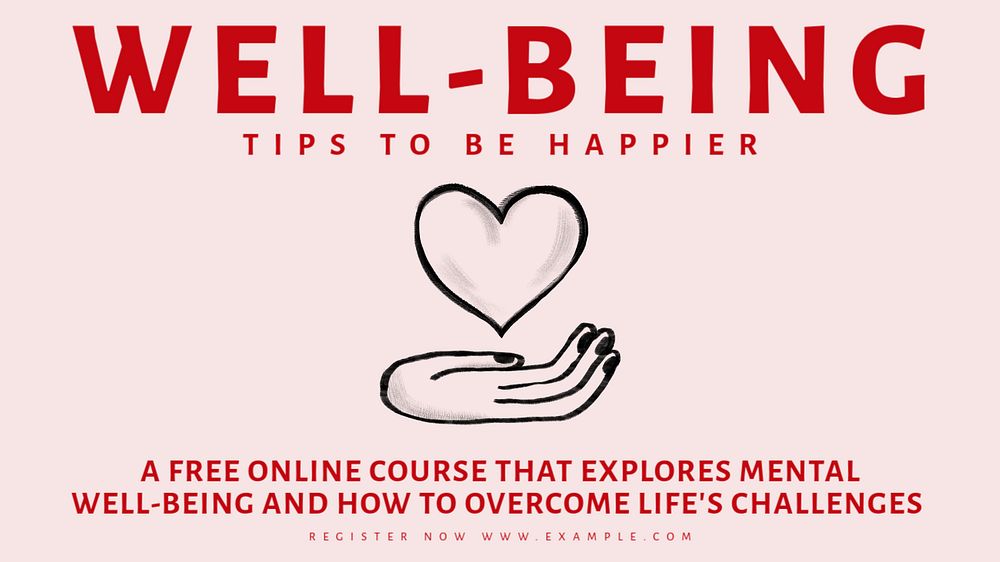 Mental Well-being course blog banner template, editable text & design