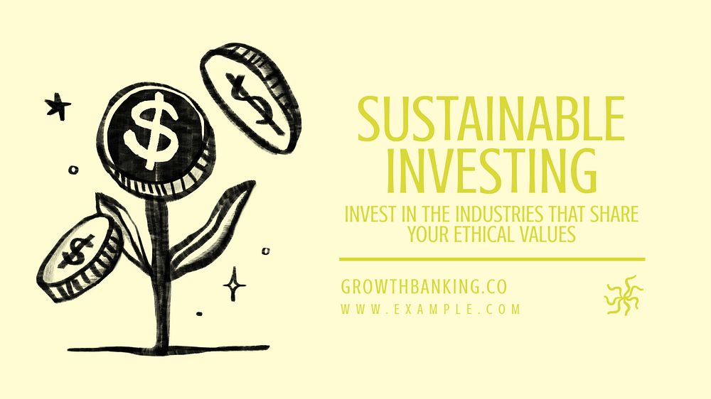 Sustainable investing blog banner template, editable text & design