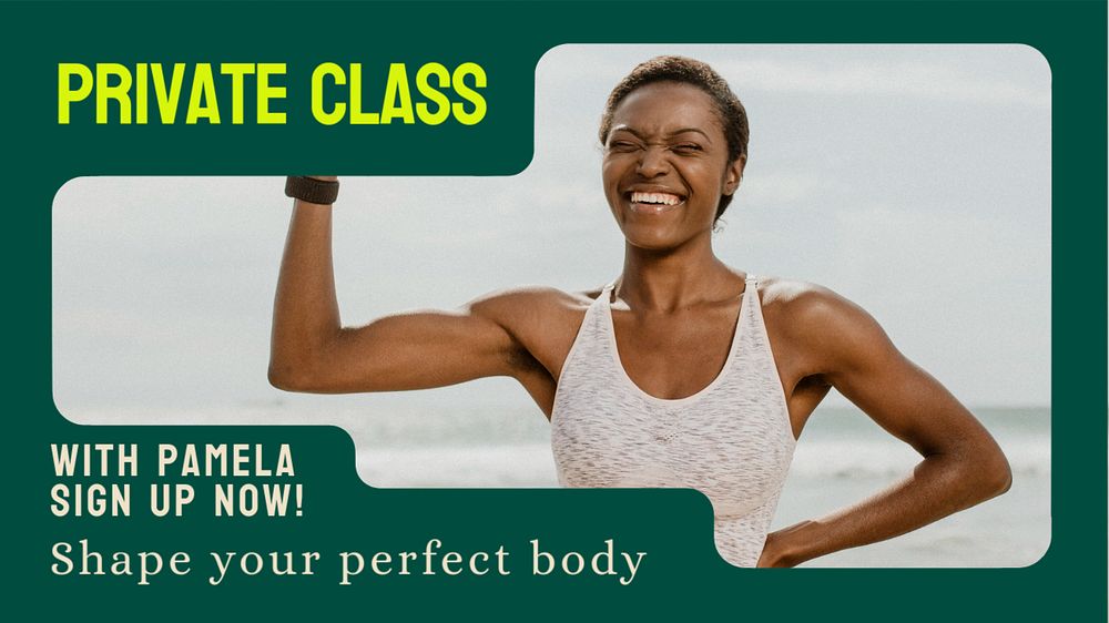 Private class, fitness blog banner template, editable text & design