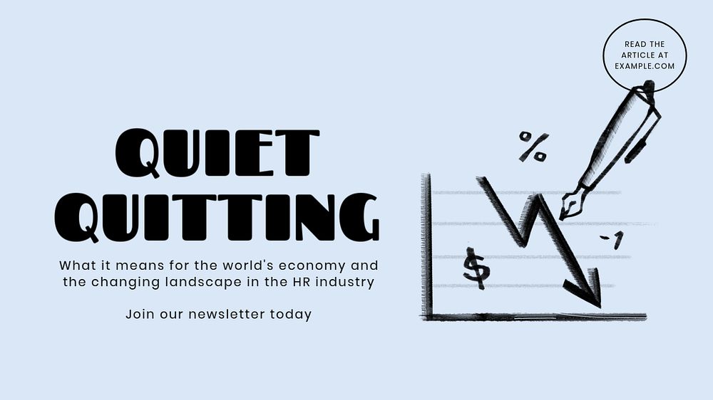 Quiet quitting blog banner template, editable text & design