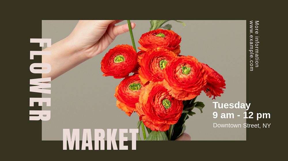 Flower market blog banner template, editable text & design