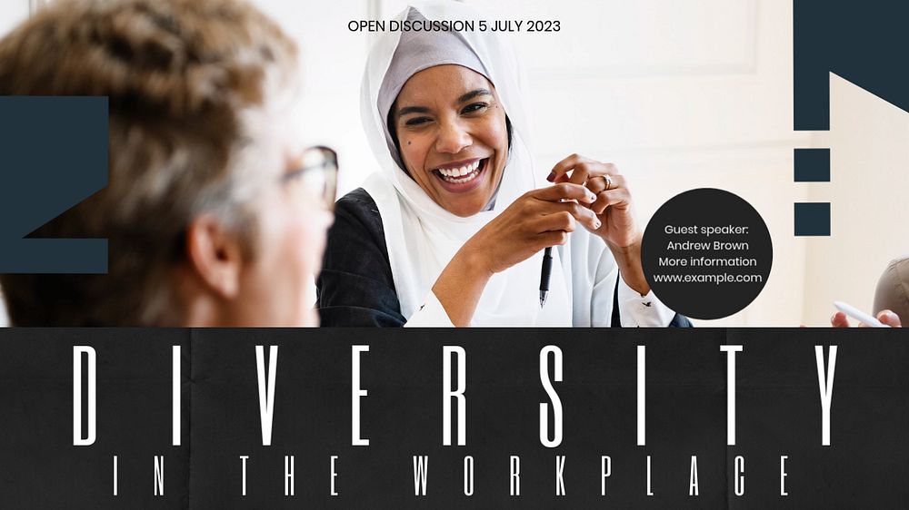 Diversity in workplace blog banner template, editable text & design