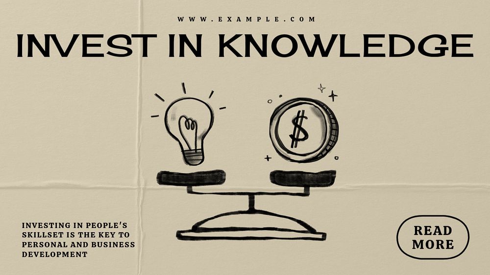 Knowledge investment blog banner template, editable text & design