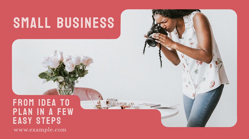 Small business blog banner template, editable text & design