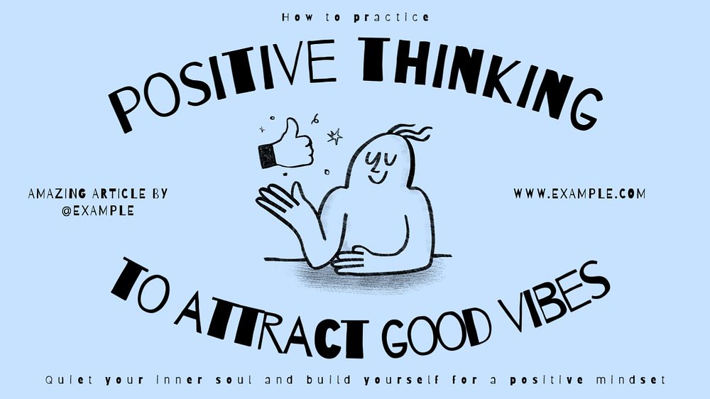 Positive thinking blog banner template, editable text & design