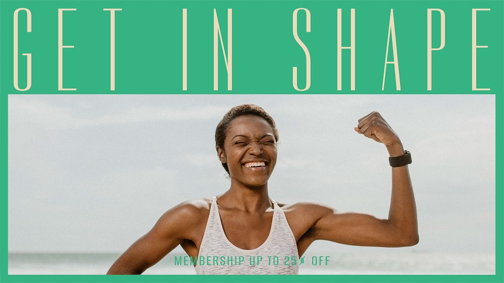 Get in shape blog banner template, editable text & design