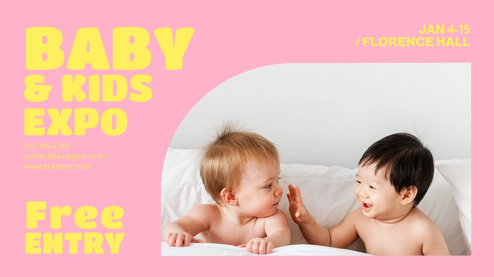 Kids & Baby Expo blog banner template, editable text & design