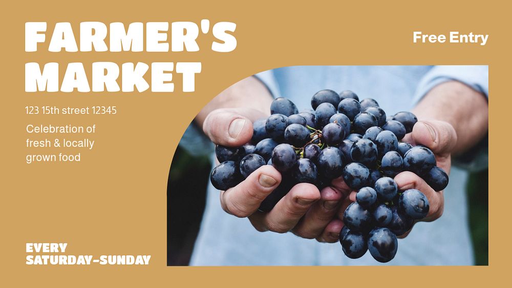 Farmer's market blog banner template, editable text & design