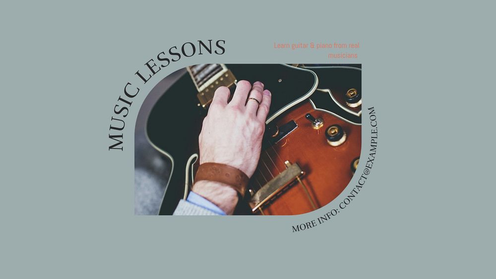 Music lessons blog banner template, editable design