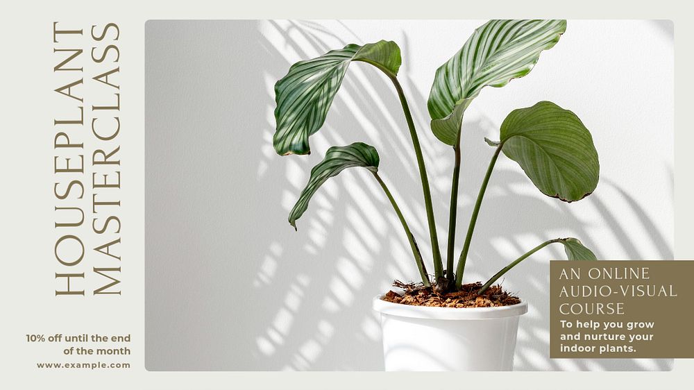 Houseplant masterclass blog banner template, editable text